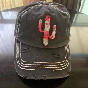 Floral Cactus Distressed Baseball Cap